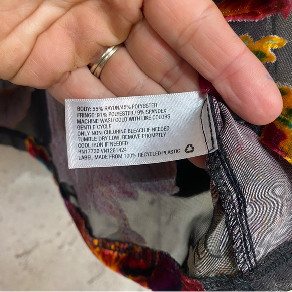 Target xhilaration crushed velvet sheer floral open front kimono xl/xxl - Picture 6 of 7